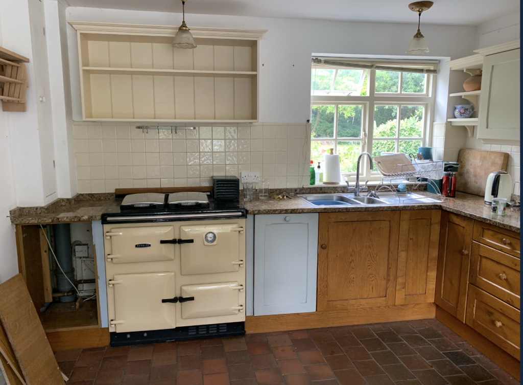 Before: Kitchen , Aga and cupboards before, Shropshire