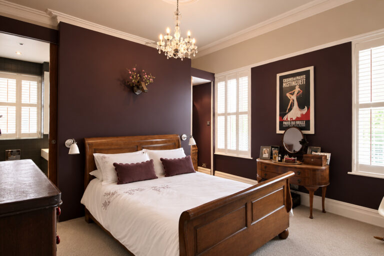 Created an ensuite and walk-in wardrobe behind pocket doors in bedroom. Victorian, Stockport