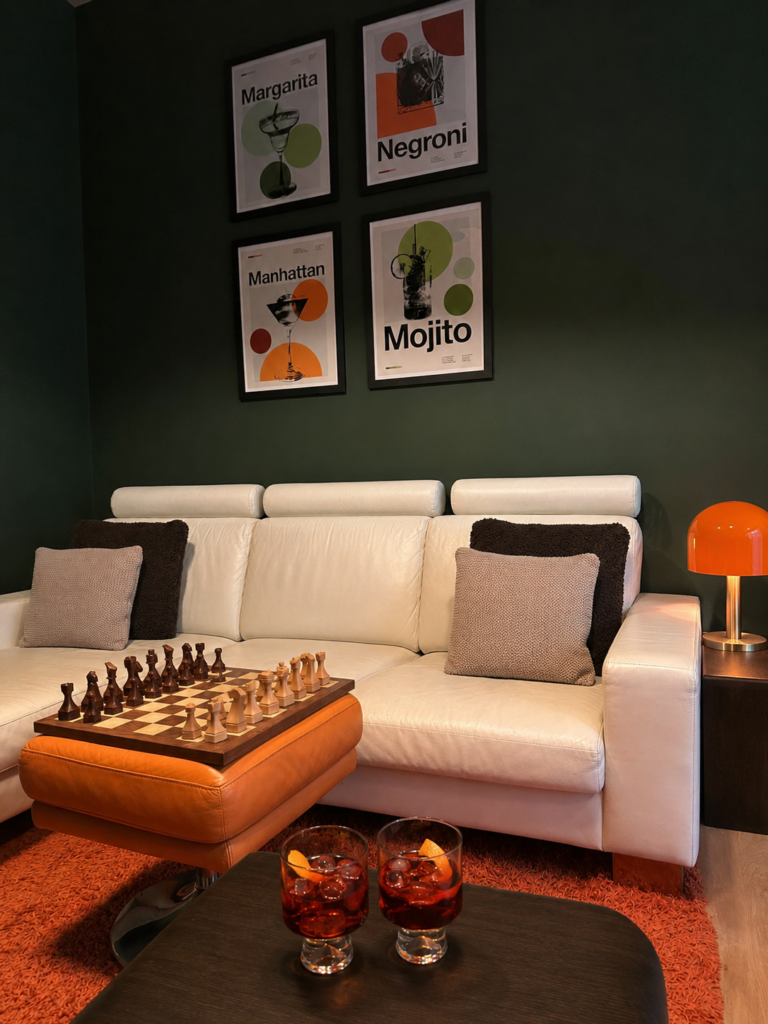 Grown up chess and cocktail living room, Macclesfield