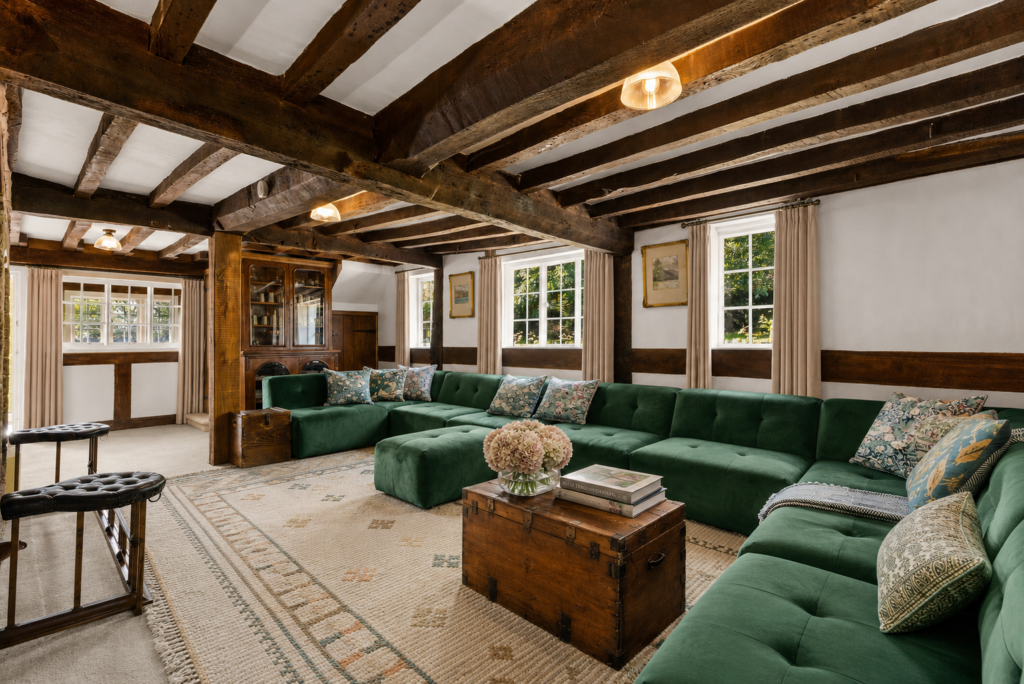 Bold green modular sofa