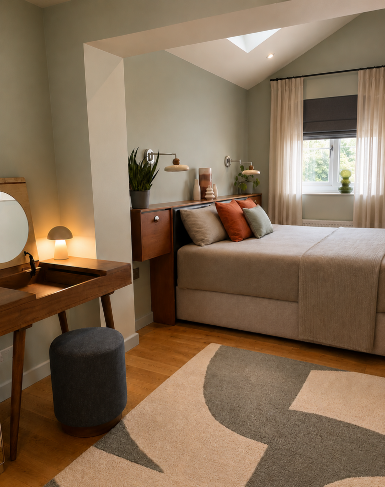 Bedroom extension with mid century style, Macclesfield