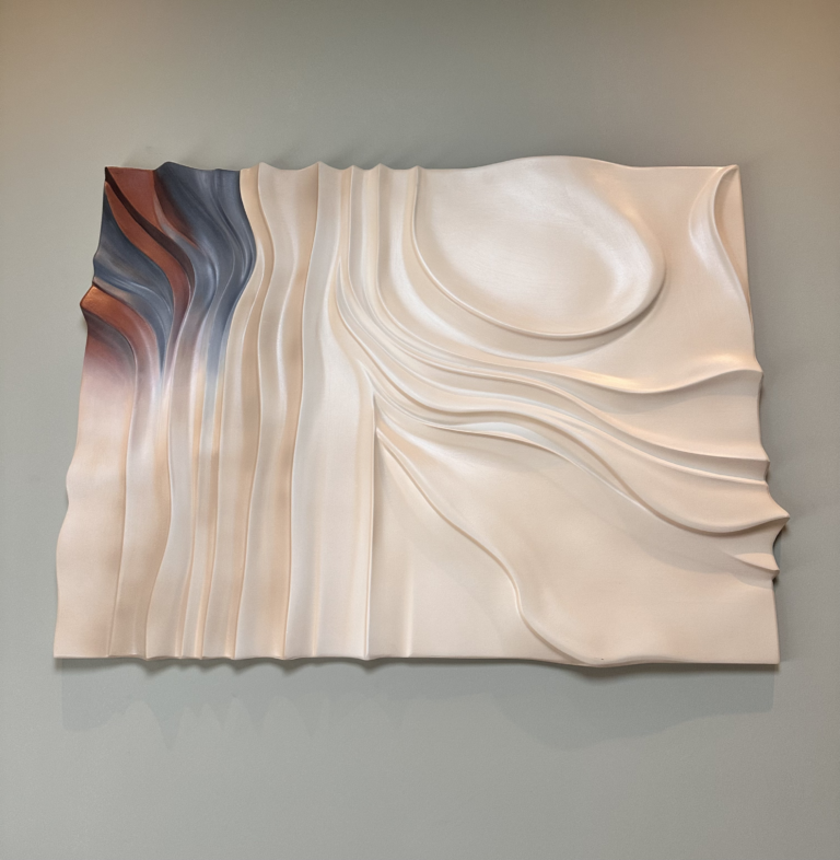 Textured wall art commissioned to fit large wall